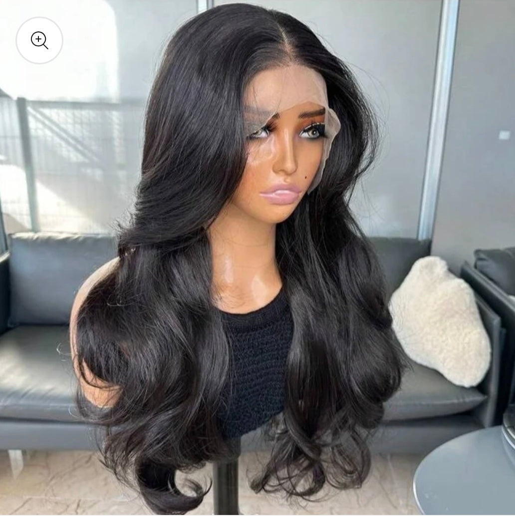 The Willow Natural Black Curtain
Bangs (Human hair blend) Front Wig 56cm