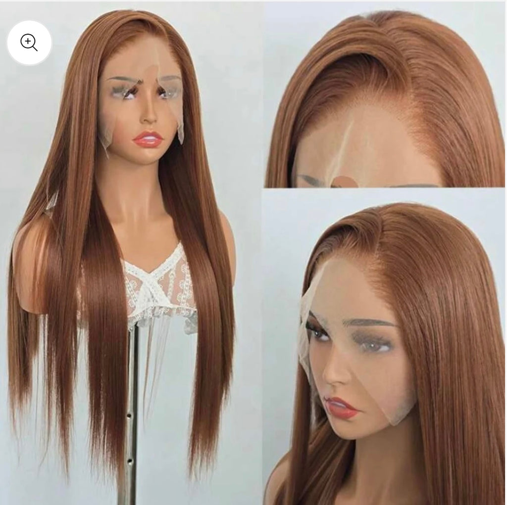 The Anna Light-Brown/Ginger Straight Wig (Human Hair Blend) 61cm