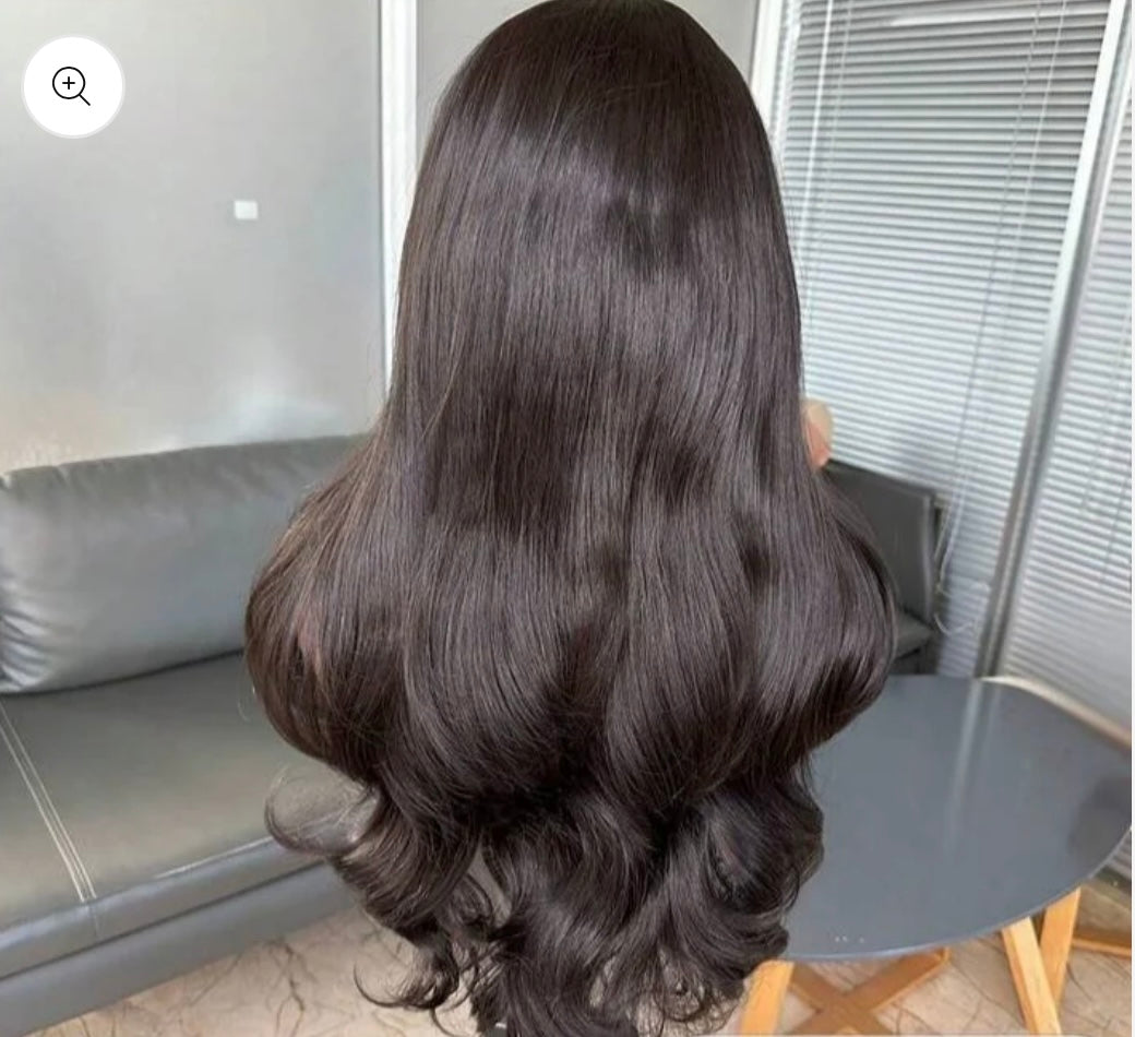 The Willow Natural Black Curtain
Bangs (Human hair blend) Front Wig 56cm