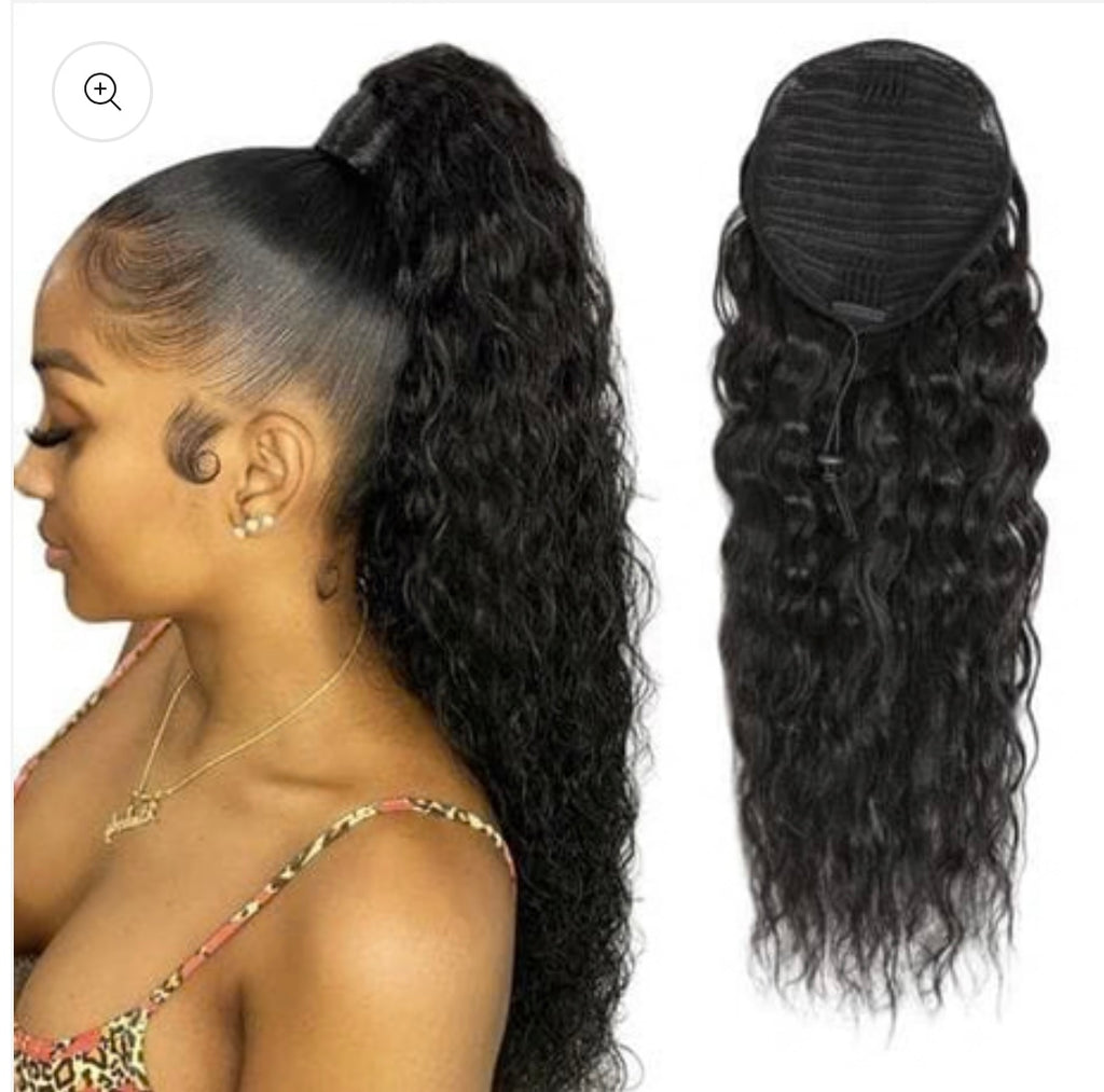 Drawstring Ponytail Water Wave (Synthetic Hair Clip) 60cm